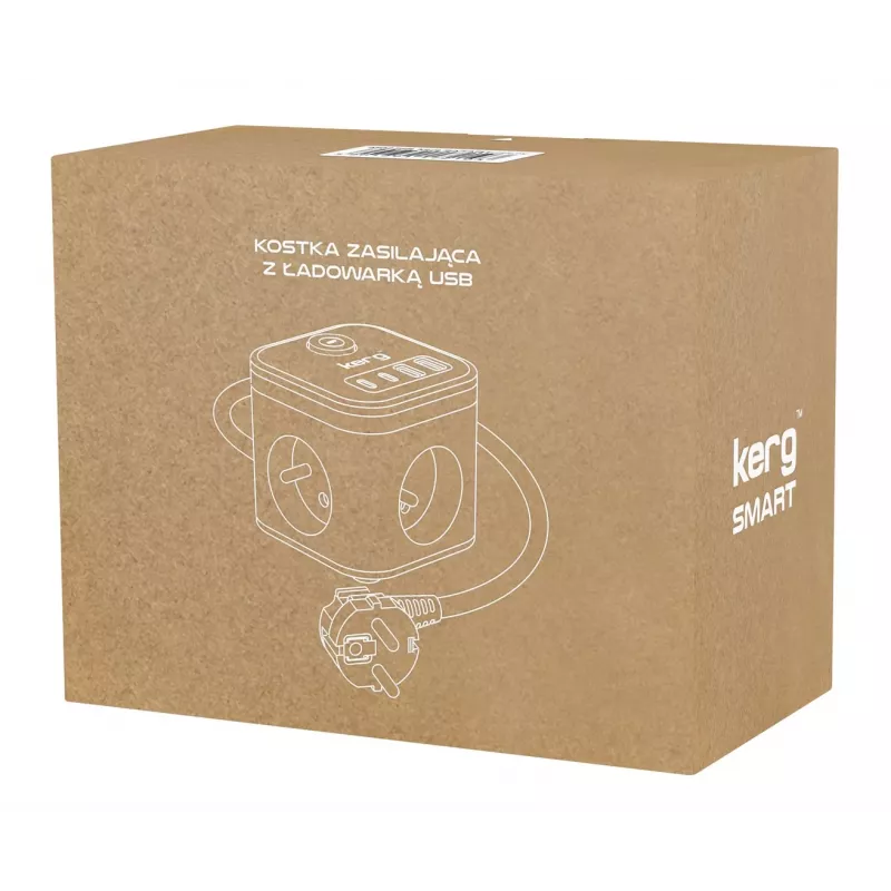 Listwa zasilająca Kerg SMART M02728 – 3 gniazda AC typu F, 4 USB (1×USB-C + 3×USB-A), kabel 1,5 m, 16 A/250 V