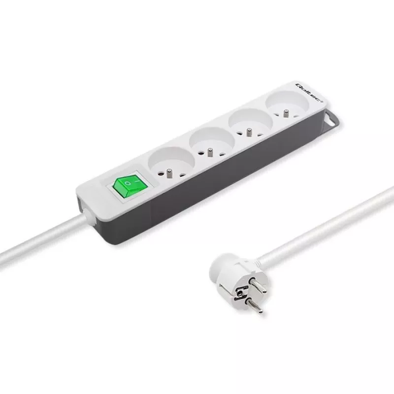 Przedłużacz Qoltec 50288 1,8 m 4 gniazda AC wewnętrzny biały