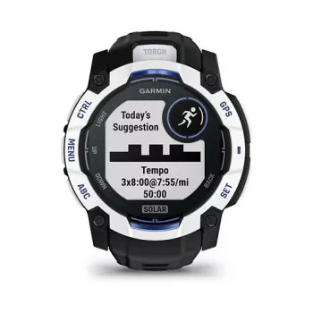 Smartwatch GARMIN Instinct 3.05 cm (1,2 cala) AMOLED 45 mm 390x390 px ekran dotykowy czarny biały GPS 4 GB 53 g pasek silikonowy