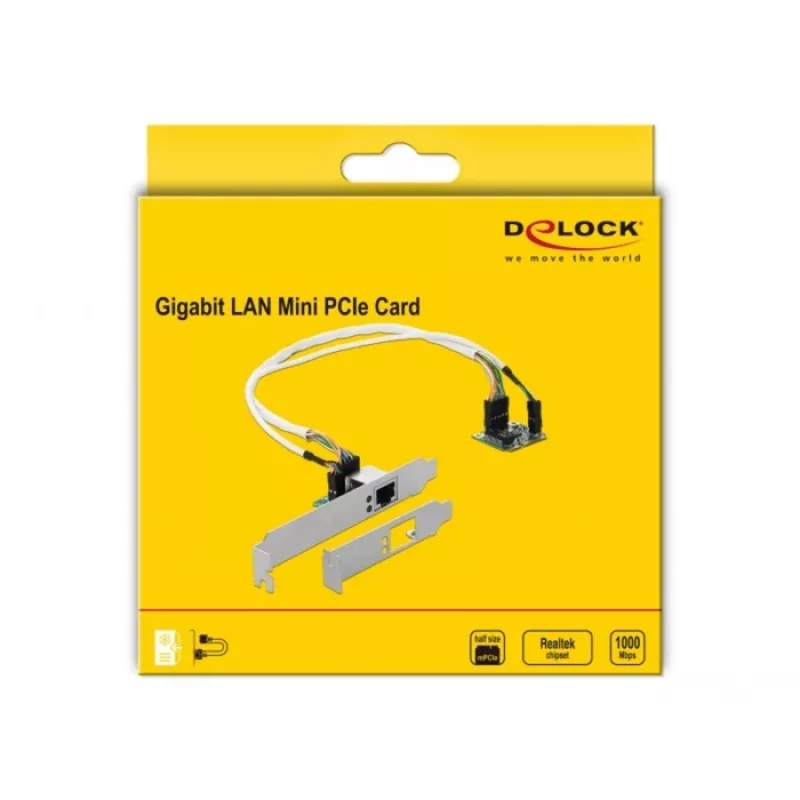 DeLOCK Mini PCIe I/O PCIe half size 1 x Gigabit LAN Low Profile - Karta sieciowa - PCIe Half Mini Card - Gigabit Ethernet x 1 (95265)