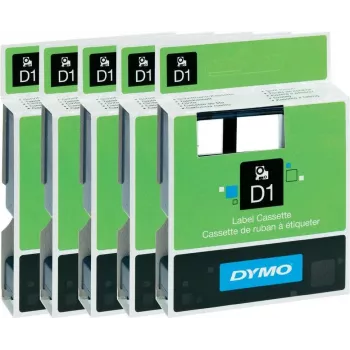 Zestaw taśm etykietujących Dymo 6 mm — 5 rolek (biała, żółta, przezroczysta, czarna)