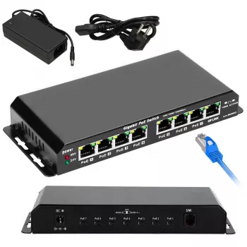 Extralink PoE Switch KRATOS 7x Gigabit PoE, 1x Uplink RJ45, Power Supply 24V 2.5A, 60W