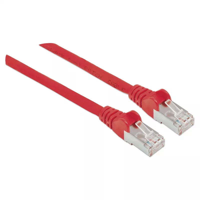 Kabel krosowy sieciowy Intellinet, Cat6, 0,5 m, czerwony, miedź, S/FTP, LSOH / LSZH, PVC, RJ45, pozłacane styki, zabezpieczenie przed zaczepianiem, odciążka, dożywotnia gwarancja