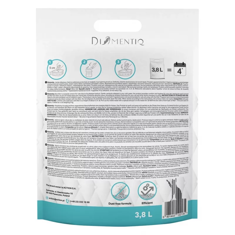 Żwirek zbrylający DIAMENTIQ Diamentiq Ocean Breeze 3.8 l — granulki silikonowe, 1,5 kg, antybakteryjny, niepylący