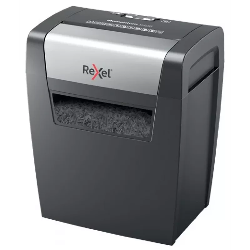 Rexel Momentum X406 niszczarka do papieru z cięciem krzyżowym P4, cięcie cząstkowe, 4 x 28 mm, 15 L, 125 arkuszy, 70 dB, przyciski