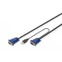 DIGITUS Octopus - Kabel KVM (Klawiatura/Wideo/Mysz) - HD-15 (M) - USB Type A, 4-pin, PS/2, 6-pin (M) - 5,0 m - Czarny (DS-19233)