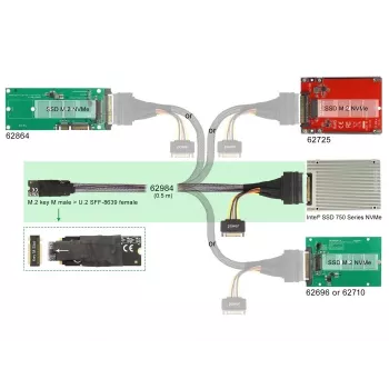 Adapter DeLOCK M.2 Key M do U.2 SFF-8639 NVMe z kablem 50 cm