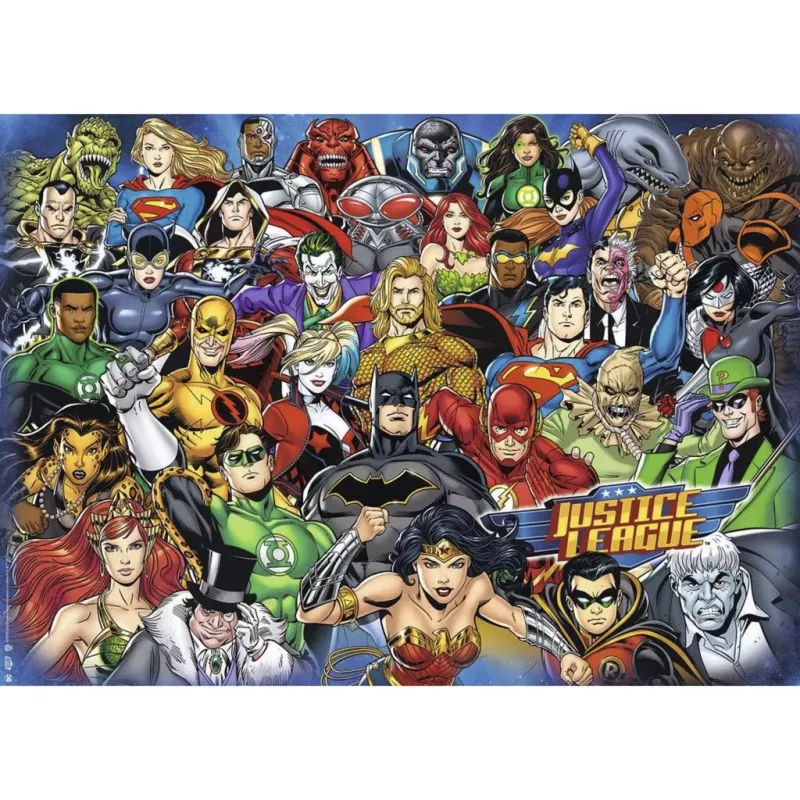 Puzzle Ravensburger Challenge DC Comics 1000 elementów, elementy o wysokiej jakości, gotowy rozmiar ok. 68 x 49 cm