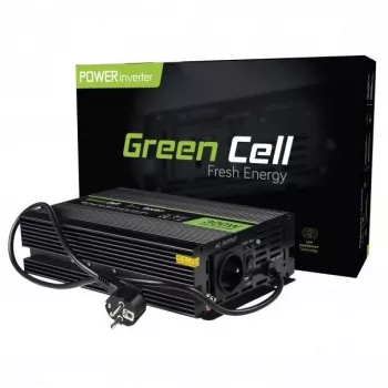 Przetwornica napięcia zielony Cell INV07, DC 12 V na AC 230 V, 300 W, 50 Hz, wtyczka typu C, czarna