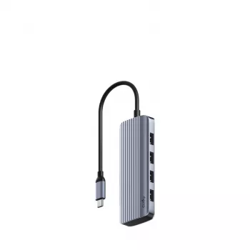 Hub USB-C Cudy UH500 — host USB 3.2 Gen 1 Type-C, 6 portów z USB 3.2 Gen 1 Type-A i HDMI, 5000 Mbit/s, szary/srebrny