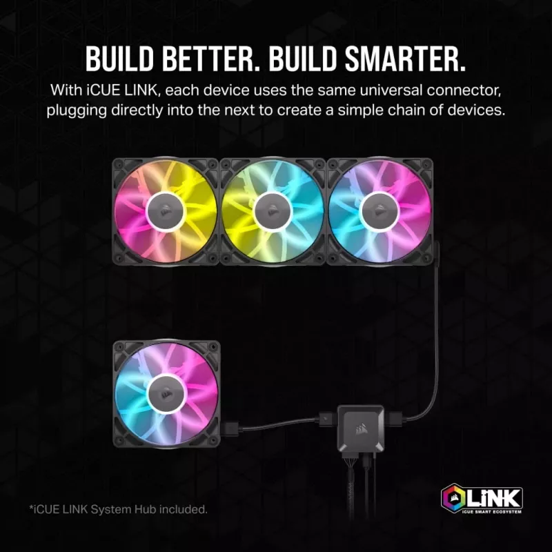 Wentylator Corsair iCUE LINK RX140 RGB 14 cm czarny 300-1700 RPM