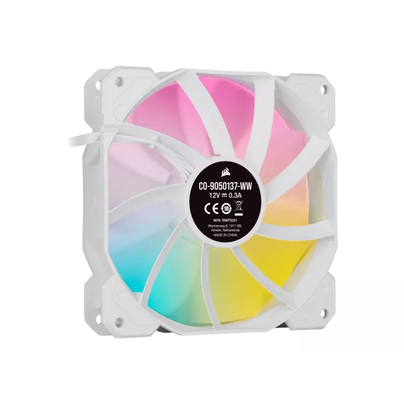 Corsair iCUE SP120 RGB ELITE Performance 120 mm biały PWM ARGB potrójny zestaw wentylatorów do obudowy