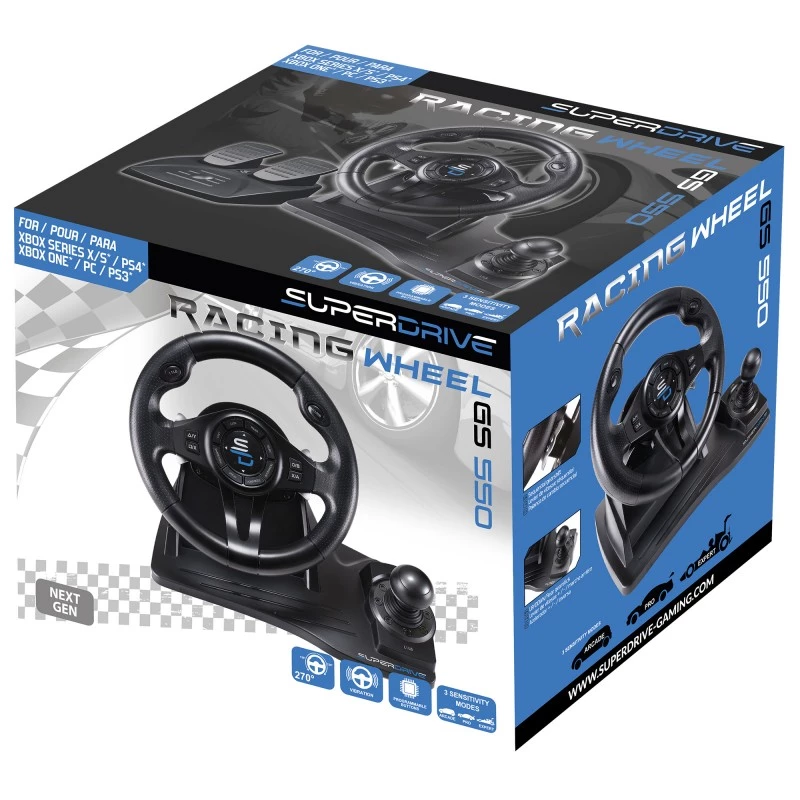 Subsonic SA5596-NG Kierownica do gier Czarna USB Kierownica Pedały 270°