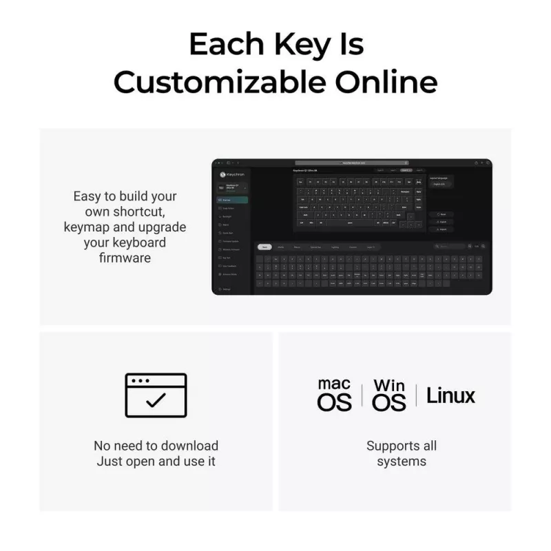 Mechaniczna klawiatura 75% Keychron Q1 Ultra 8K — USB + bezprzewodowa RF + Bluetooth, RGB, czarna
