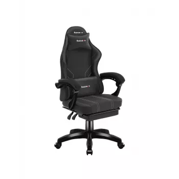 Gaming armchair huzaro Force 3.7 Carbon Czarny — ergonomic, adjustable height 107.5–116.5 cm, 5 wheels, lumbar and neck pillows