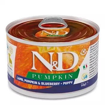 Mokra karma dla psa Farmina N&D Puppy Lamb Pumpkin Blueberry 140 g saszetka, dla ras małych (5–10 kg), 12% białka, 6% tłuszczu, 75% wilgotności
