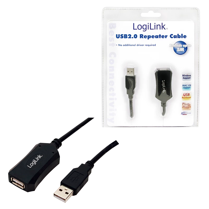 LogiLink Przedłużacz USB 2.0 - Kabel USB 5 m USB A