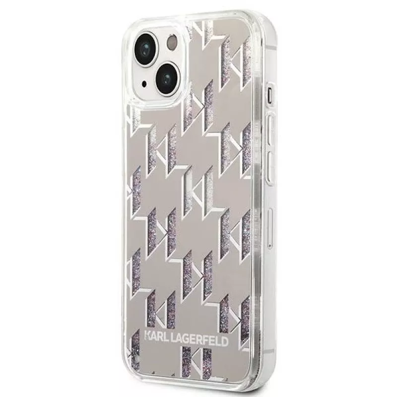 Karl Lagerfeld KLHCP14MLMNMS iPhone 14 Plus 6.7 etui twarde srebrne / srebrne Liquid Glitter Monogram