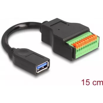 Kabel DeLOCK USB 3.2 Gen 1 żeński Typ-A do adaptera bloku zaciskowego 15 cm
