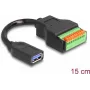 Kabel DeLOCK USB 3.2 Gen 1 żeński Typ-A do adaptera bloku zaciskowego 15 cm