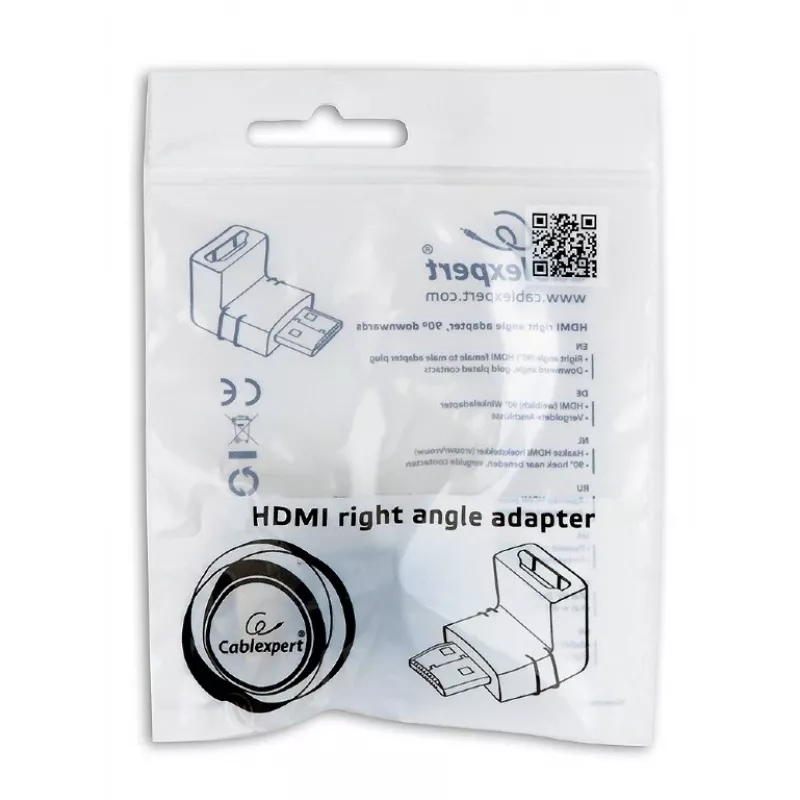 Zmieniacz płci HDMI GEMBIRD A-HDMI90-FML, HDMI na HDMI, adapter kątowy 90°, czarny