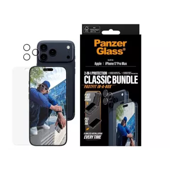 Zestaw ochronny ekranu i obiektywu aparatu PanzerGlass dla Apple iPhone 17 Pro Max — przezroczysty 2 w 1