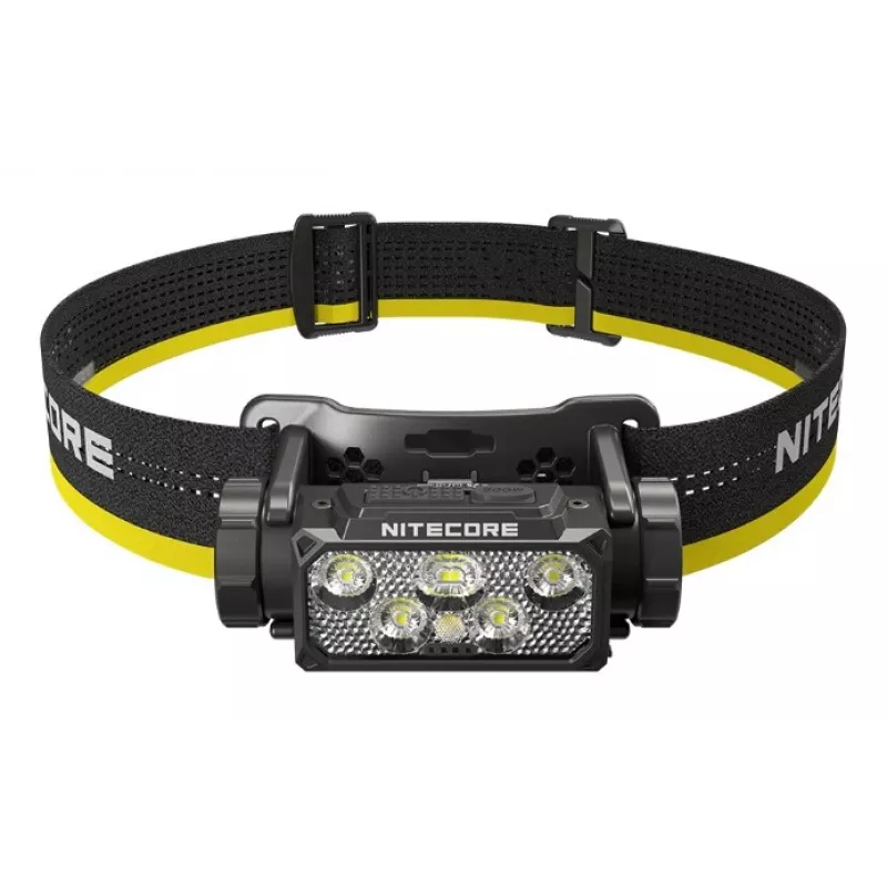 Latarka czołowa Nitecore HC60 UHE z baterią 4000 mAh, 6 diodami LED, wodoodporna, wstrząsoodporna, czarno-żółta