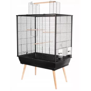 Klatka dla ptaków ZOLUX Neo Jili H80 Czarna — klatka metalowo-plastikowa 78×48×81 cm z 2 szufladami do przechowywania