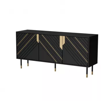 Cama 3D MOUNTAIN komoda 154x40x72 czarny + złoty