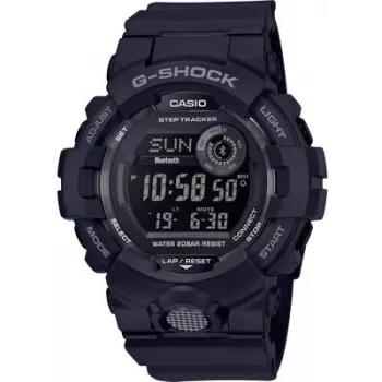 Zegarek cyfrowy CASIO GBD-800-1BER — koperta z żywicy 48,6 mm, szerokość paska 15,5 mm, rozstaw uszu 54,1 mm, czarny