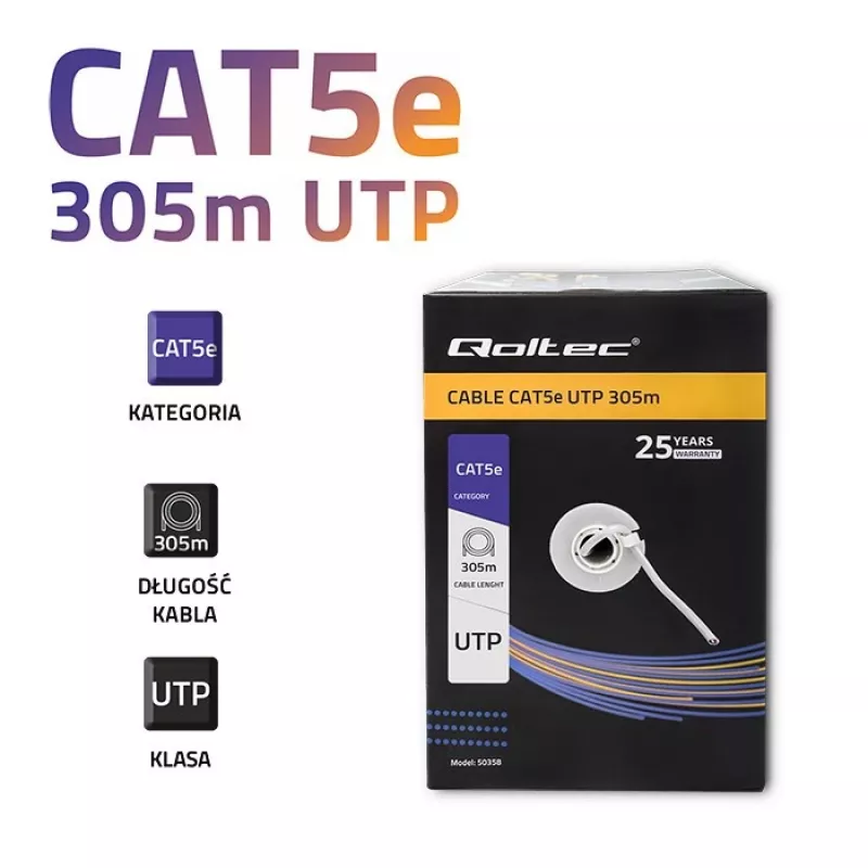 Kabel Qoltec Patchcord UTP CAT5E, 305m