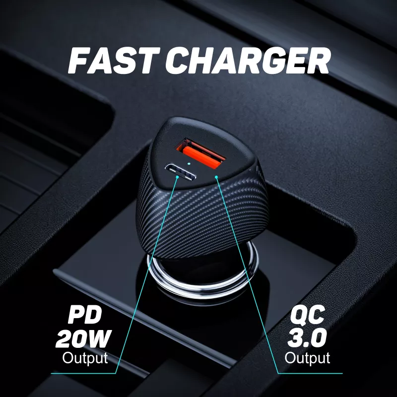 Ładowarka samochodowa Tellur FCC10 38W 6A PD20W QC3.0 — adapter zasilania pojazdu USB-C i USB-A
