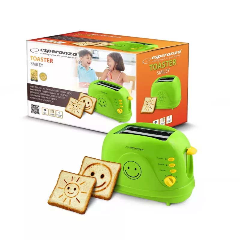 Esperanza EKT003 Smiley toster, 750 W, zielony