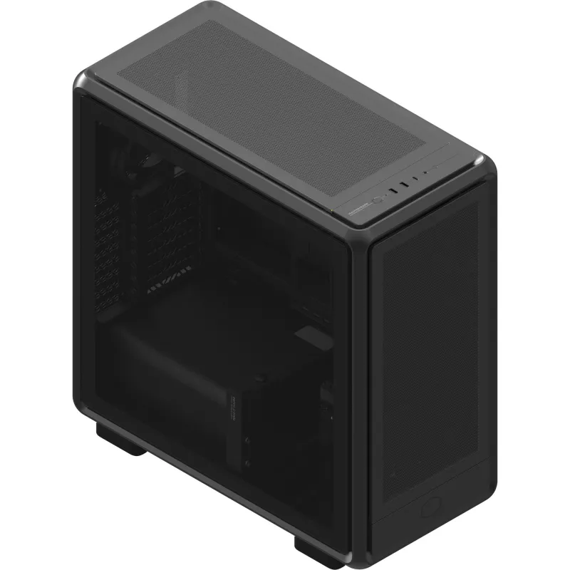 PC Midi Tower Cooler Master MasterFrame 600 Mesh — Czarny, obsługa ATX/EATX, 2 wentylatory 200 mm z przodu, obsługa wentylatorów z przodu i z boku, 2 zatoki 3,5 cala + 3 zatoki 2,5 cala