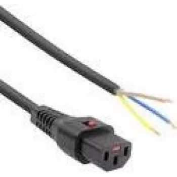 Kabel zasilający ACT Powercord C13 IEC Lock otwarty koniec czarny 4 m PC1026 230 V 10 A