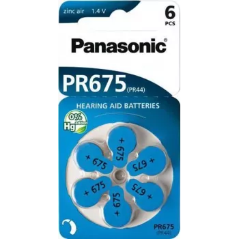 Baterie do aparatów słuchowych Panasonic PR 675 (rozmiar 10), 605 mAh, cynkowo-powietrzne, opakowanie 6 szt.