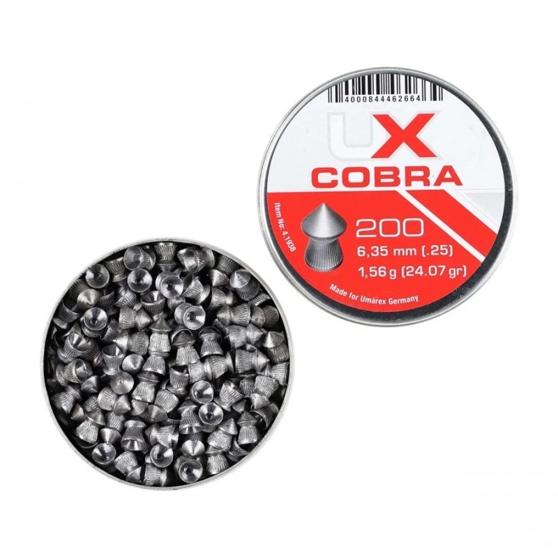 Śrut wiatrówkowy UMAREX Pointed Ribbed Shot Cobra 6,35 mm, 1,56 g, srebrny, 200 szt.