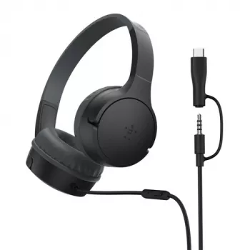 Belkin SoundForm przewodowe słuchawki nauszne dla dzieci, czarne. AUD010hqBK
