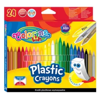 Kredki plastikowe Colorino Kids, ścieralne, 24 kolory