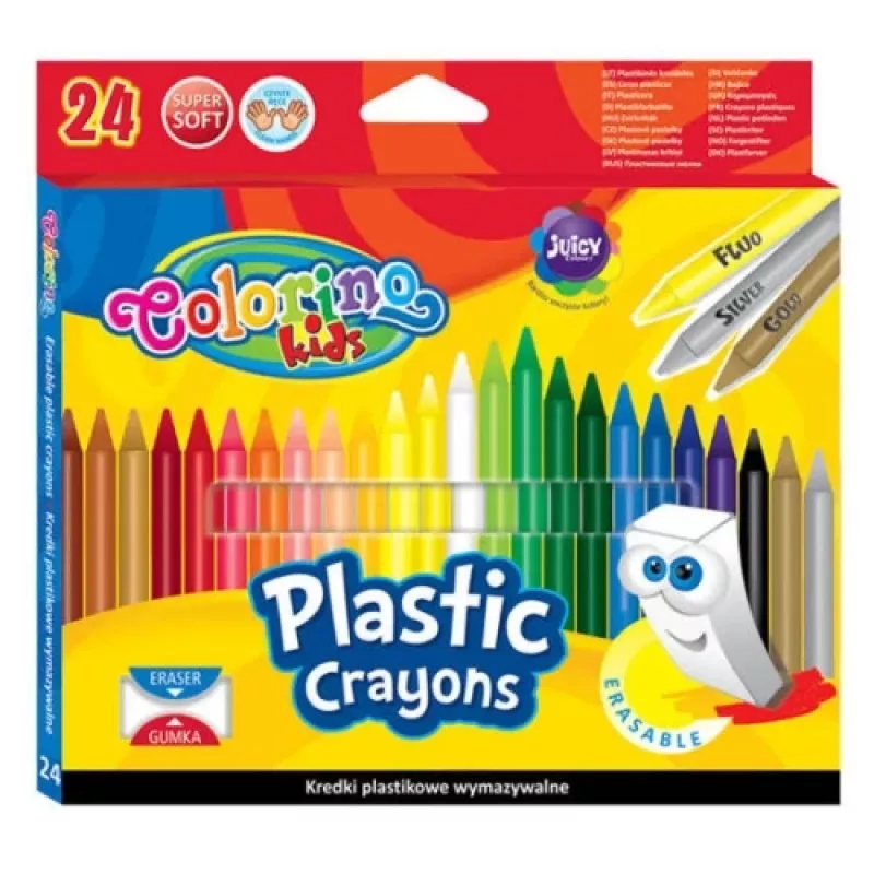 Kredki plastikowe Colorino Kids, ścieralne, 24 kolory