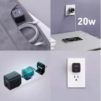 Ładowarka ścienna Aukey PA-Y20S 20W USB-C Power Delivery, kompaktowa jednoportowa