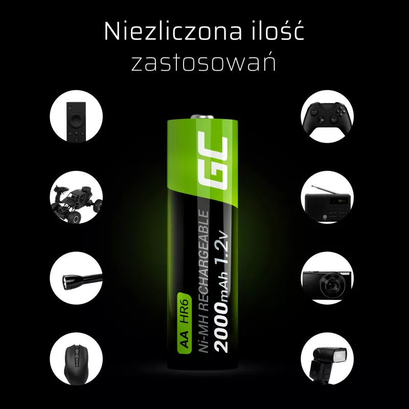 Akumulator zielony Cell GR06 AA NiMH 1.2 V 2000 mAh, 2 szt., 50.5 mm