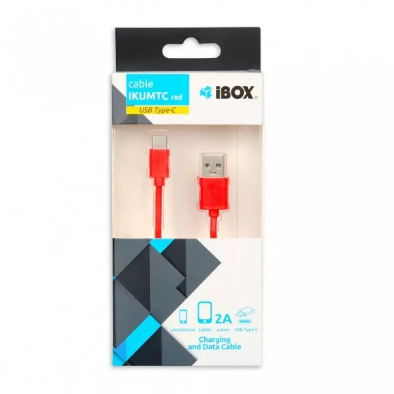 Kabel USB IBOX IKUMTCR 1 m, USB A na USB‑C, USB 2.0, czerwony