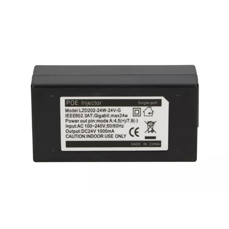 Zasilacz PoE Extralink POE-24-24W-G 24V 1A 24W Gigabit, wewnętrzny, czarny, kabel AC w zestawie