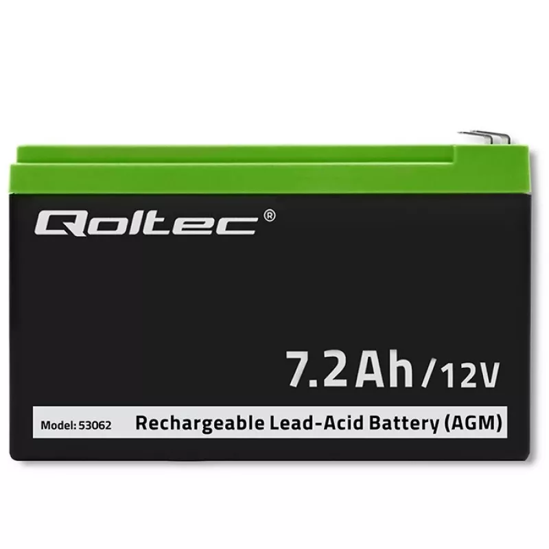 Qoltec 53062 Bateria AGM | 12V | 7,2 Ah | max 108A