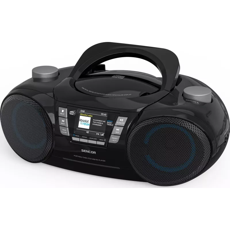 Przenośny odtwarzacz DAB+ CD/MP3/USB/SD Bluetooth SENCOR SPT 6510DB — DAB+, Bluetooth 5.3, 16 W RMS, CD/USB/SD, ekran LCD 2,4 cala