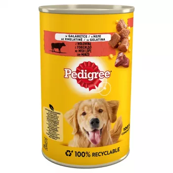 Mokra karma dla psa Pedigree Beef Adult 400 g puszka — smak wołowy, 7,2% białka, 3,8% tłuszczu, 82,5% wilgotności