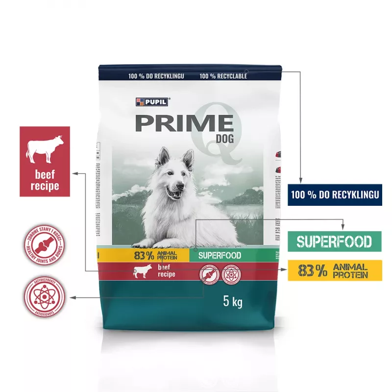 PUPIL Prime bogata w wołowinę z warzywami - sucha karma dla psów - 5kg