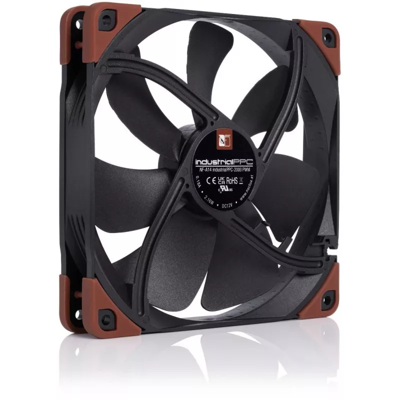 Wentylator Noctua NF-A14 INDUSTRIALPPC-2000 PWM, 140x25 mm, 12V, PWM, 500–2000 RPM, 182.5 m³/h, IP52, łożysko SSO