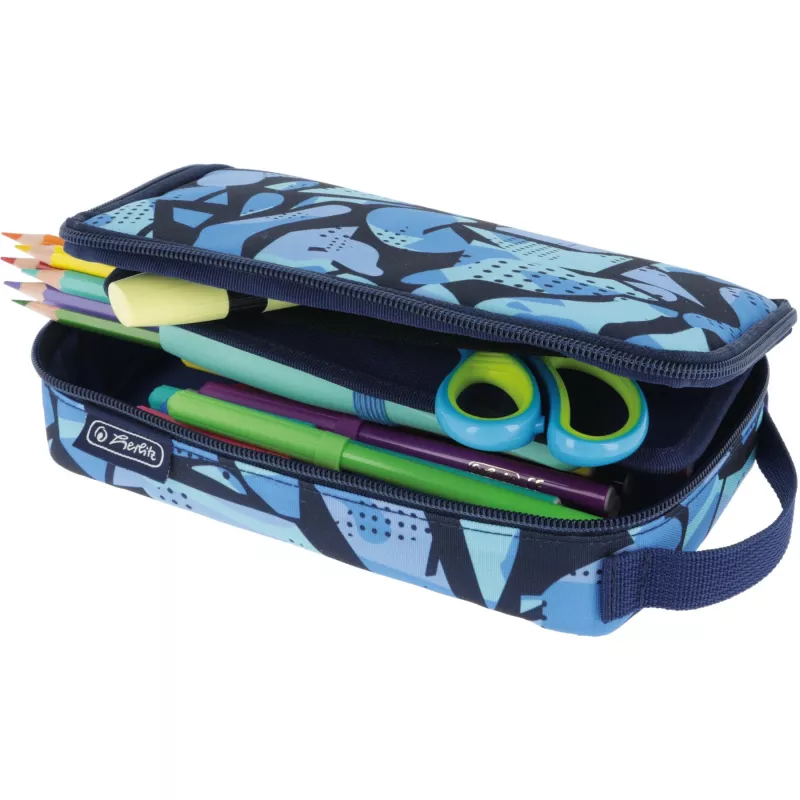 Piórnik Herlitz 2 Go CamoBlue Poliester Niebieski 210x130x60mm